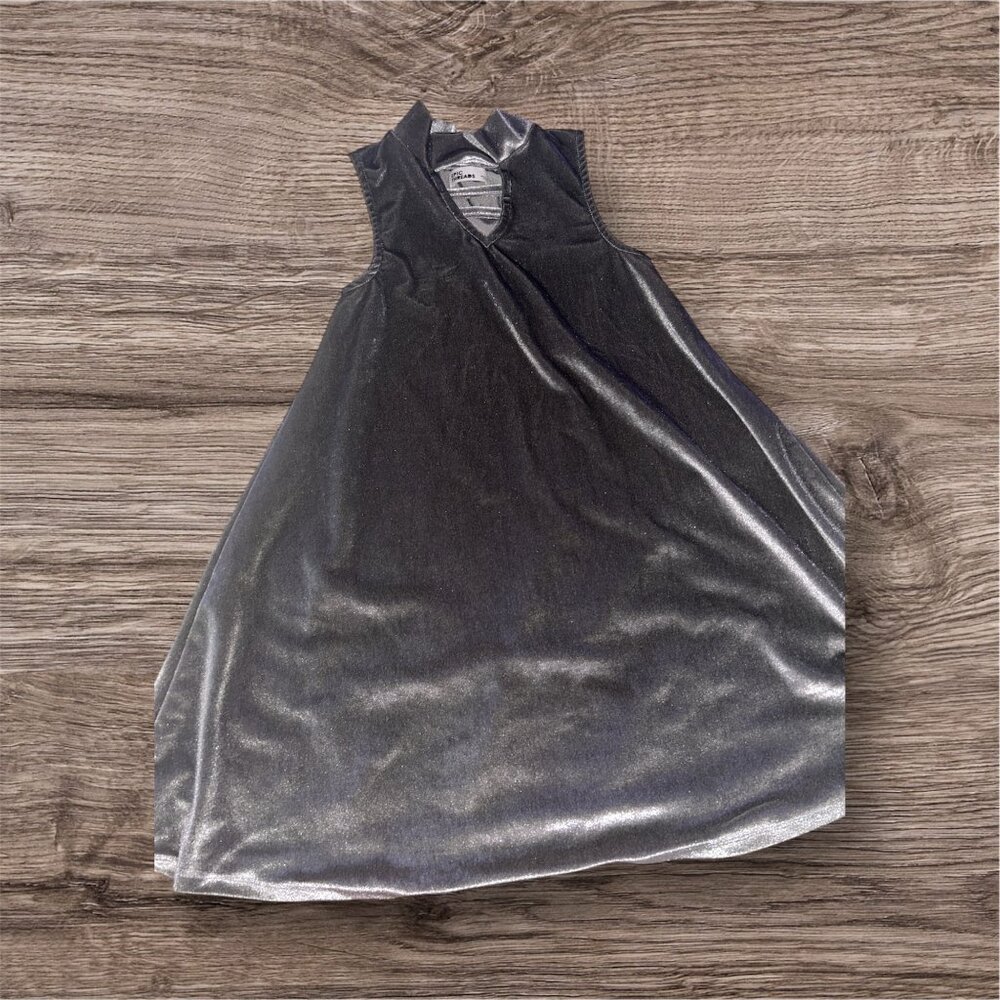 Girls' Metallic Silver Sleeveless Party Dress